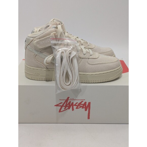 Nike Air Force 1 Mid SP Stussy Fossil Hemp DJ7841-200 Men’s 5.5 / Women’s 7 - Picture 5 of 10